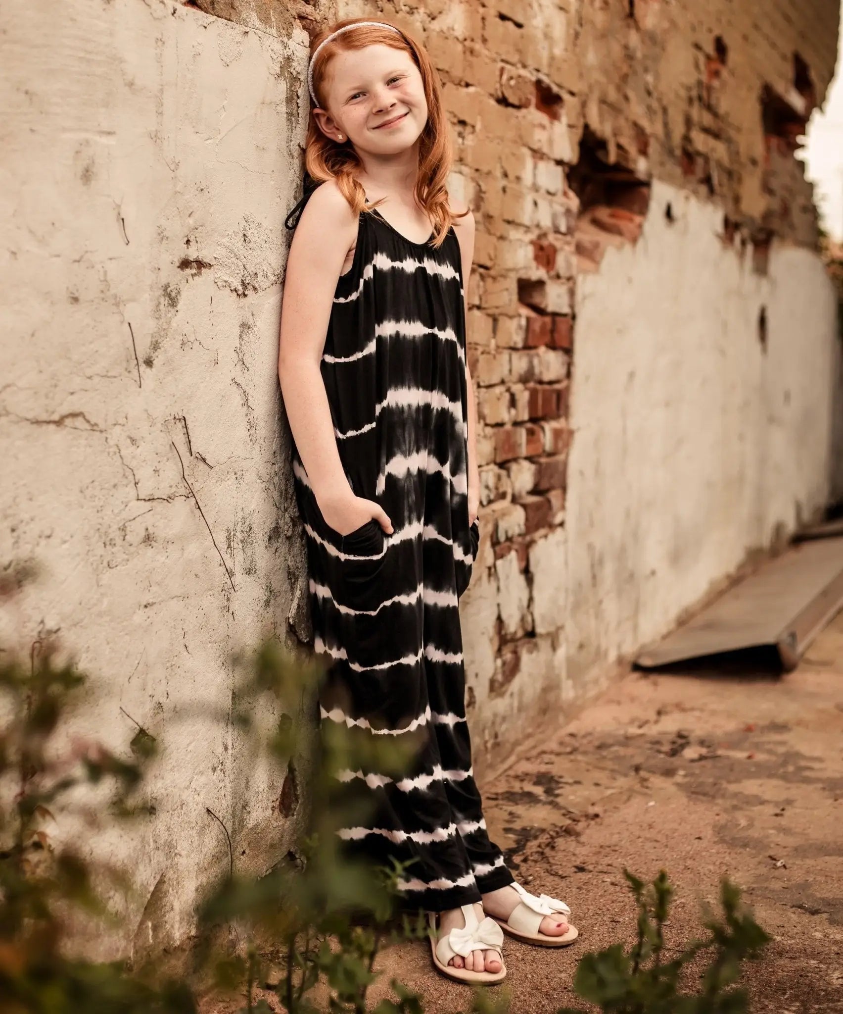 Bestaroo Bestaroo Charcoal Tie Dye Jumpsuit For Kids With Pockets And Adjustable Straps - 