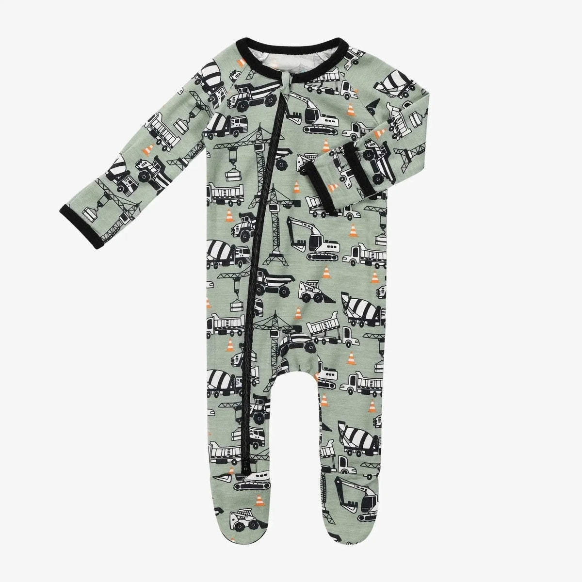 Bestaroo Bestaroo Construction Site Footie Baby Onesie With Zipper From Neck To Feet - 