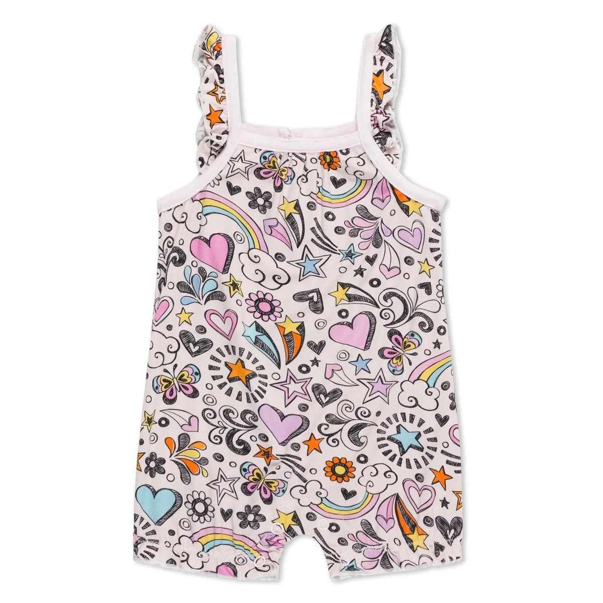 Bestaroo Bestaroo Doodle Days Bamboo Flutter Sleeve Romper for Babies - 