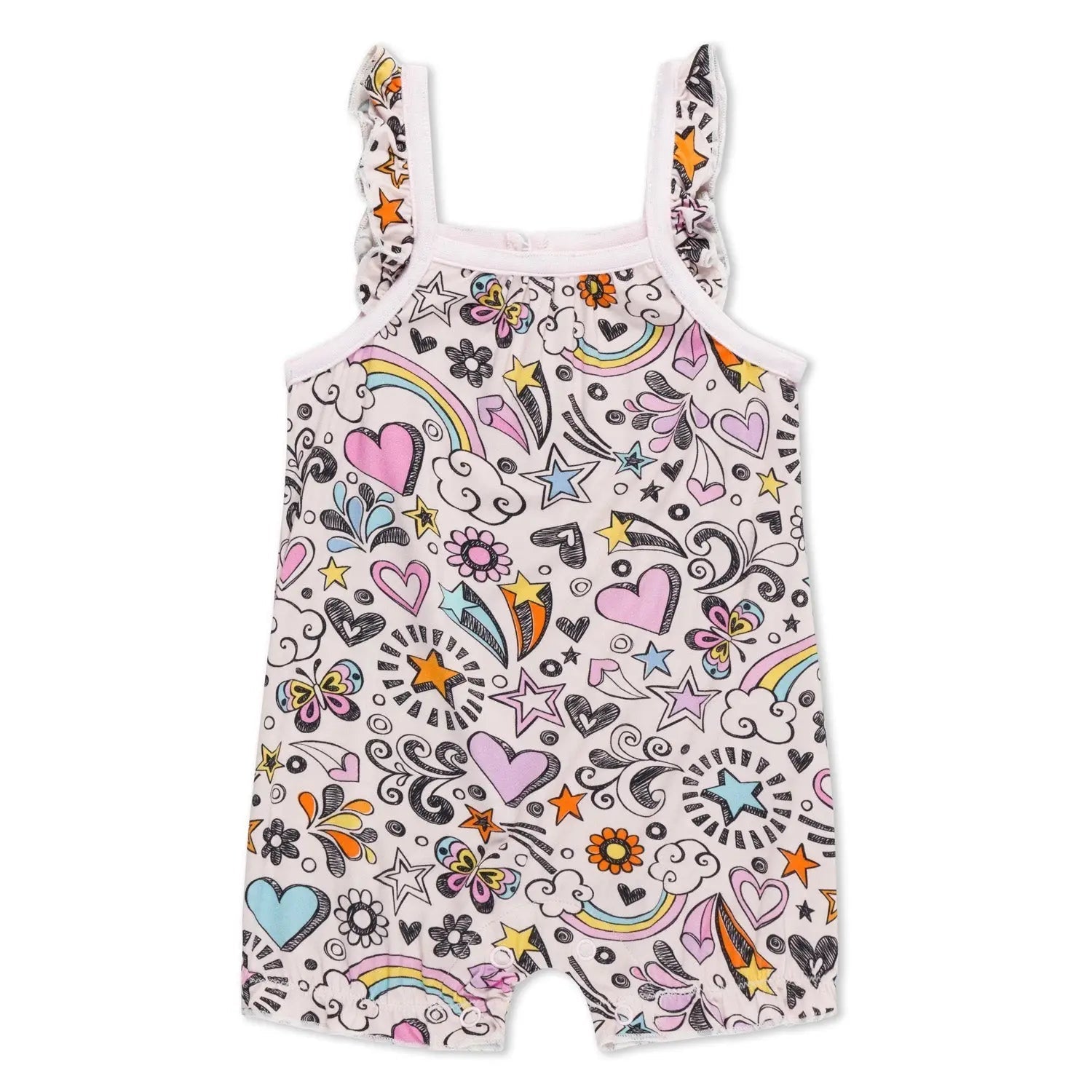 Bestaroo Bestaroo Doodle Days Bamboo Flutter Sleeve Romper for Babies - 