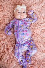 Bestaroo Bestaroo Girl Power Bamboo Footie With Dual Zippers And Mittens - 