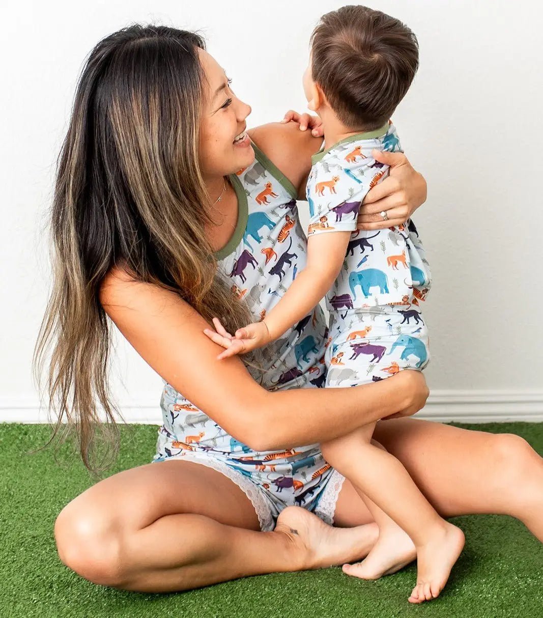 Bestaroo Bestaroo Jungle Jammies Bamboo Tank Top And Lace Shorts Lounge Set - 