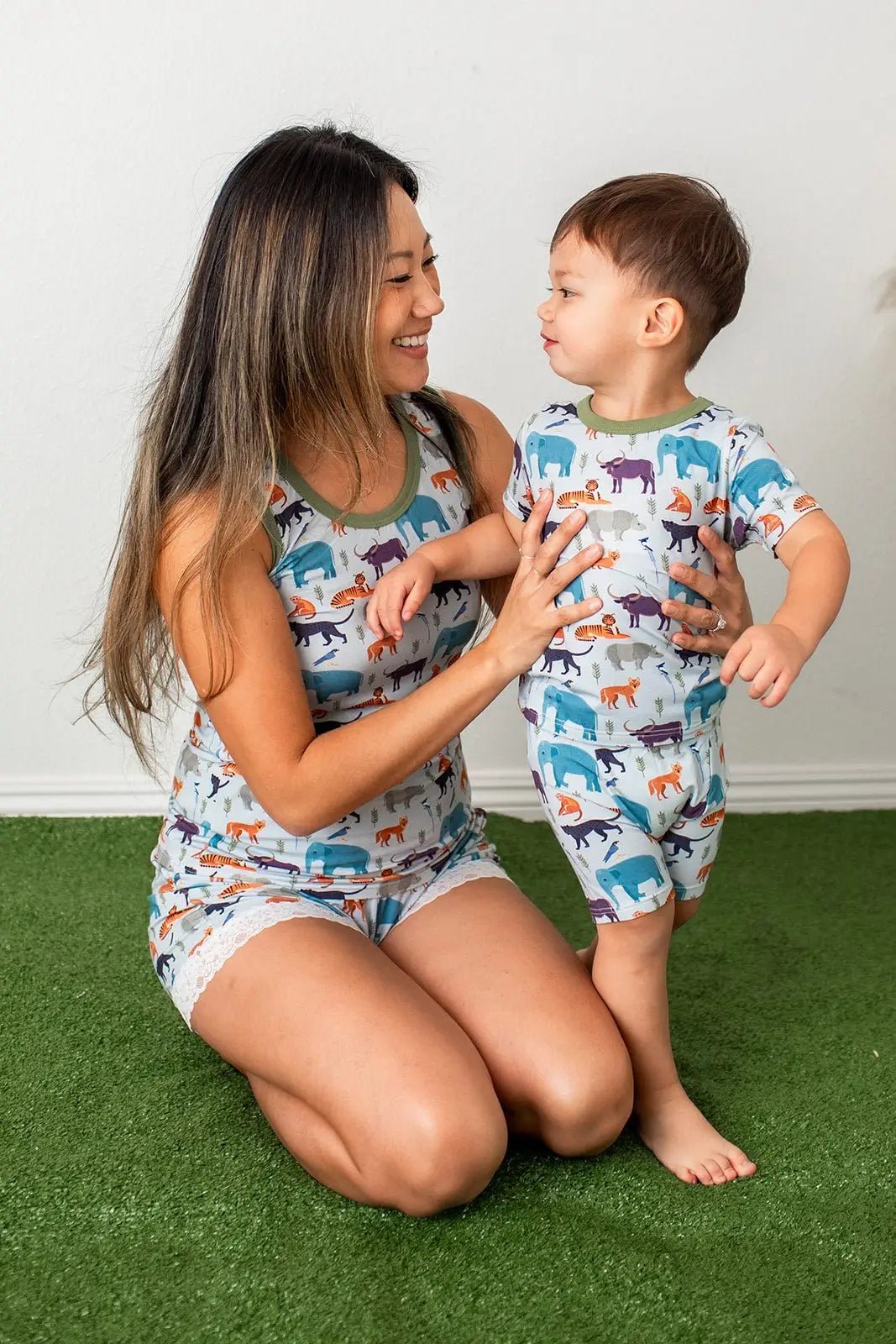 Bestaroo Bestaroo Jungle Jammies Bamboo Tank Top And Lace Shorts Lounge Set - 
