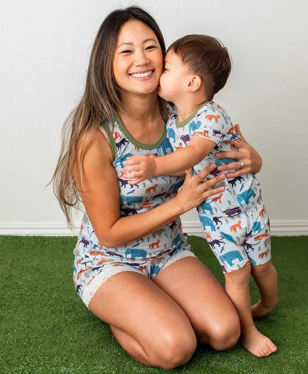Bestaroo Bestaroo Jungle Jammies Bamboo Tank Top And Lace Shorts Lounge Set - 