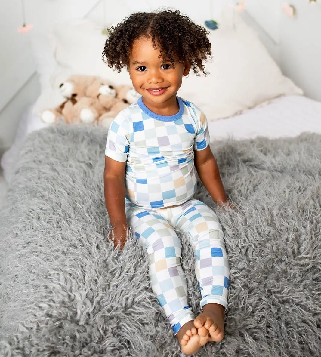 Bestaroo Bestaroo Kids Bamboo Short Sleeve Pajamas Skye Checks - 