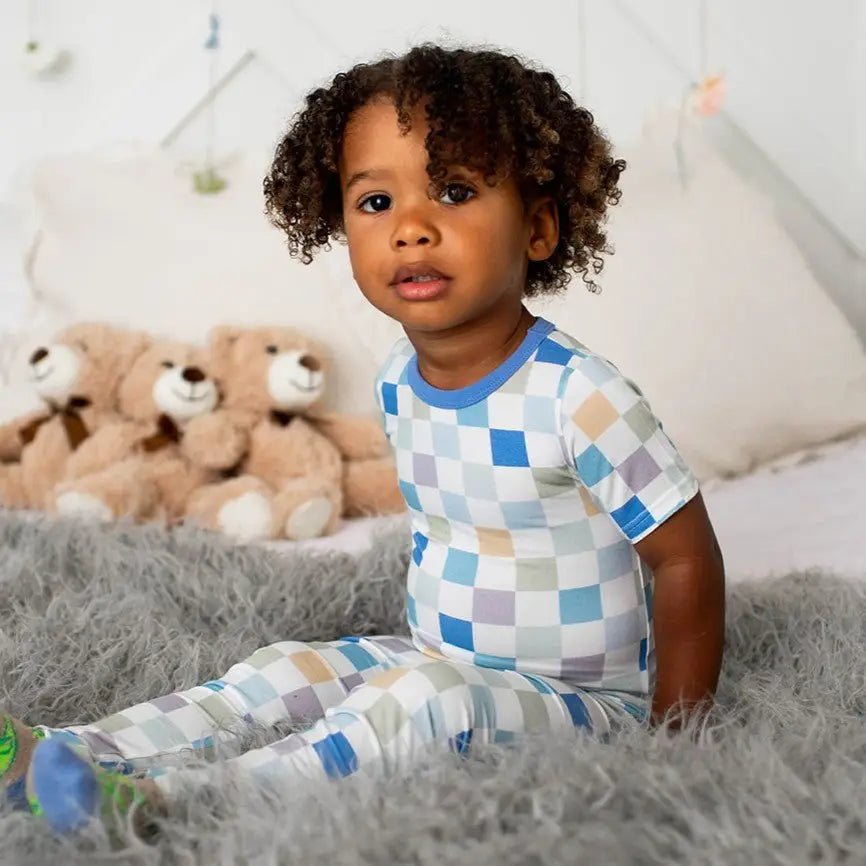 Bestaroo Bestaroo Kids Bamboo Short Sleeve Pajamas Skye Checks - 