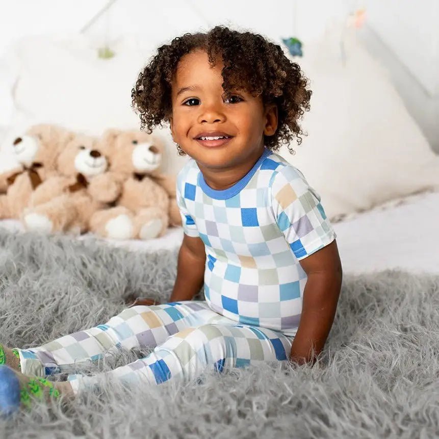 Bestaroo Bestaroo Kids Bamboo Short Sleeve Pajamas Skye Checks - 