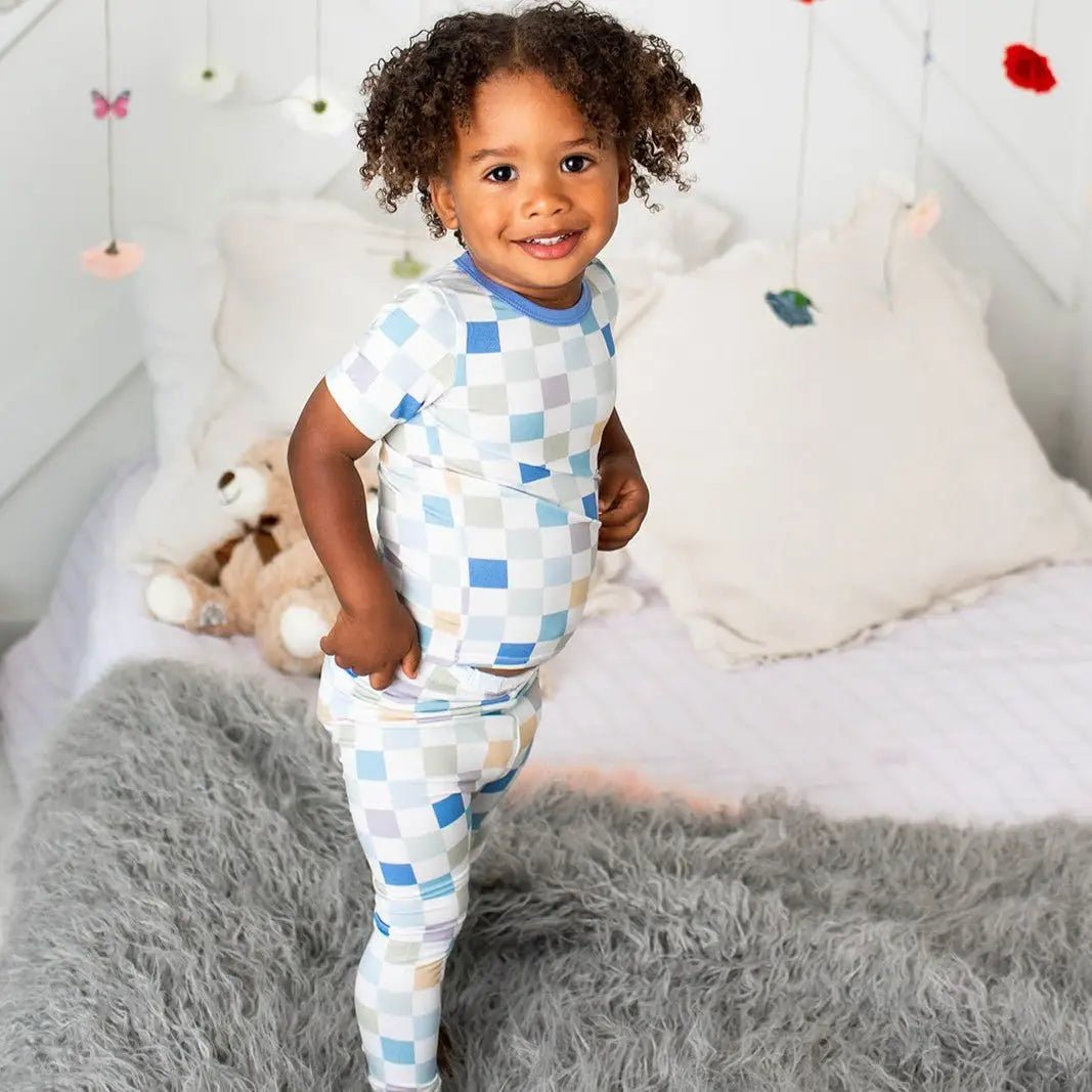 Bestaroo Bestaroo Kids Bamboo Short Sleeve Pajamas Skye Checks - 