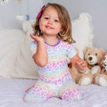 Bestaroo Bestaroo Kids Rainbow Leopard Print Short Sleeve Bamboo Pajamas - 