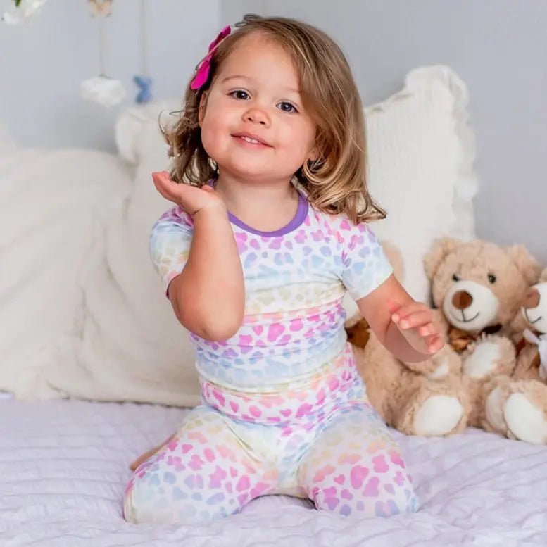 Bestaroo Bestaroo Kids Rainbow Leopard Print Short Sleeve Bamboo Pajamas - 