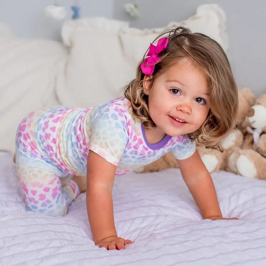 Bestaroo Bestaroo Kids Rainbow Leopard Print Short Sleeve Bamboo Pajamas - 