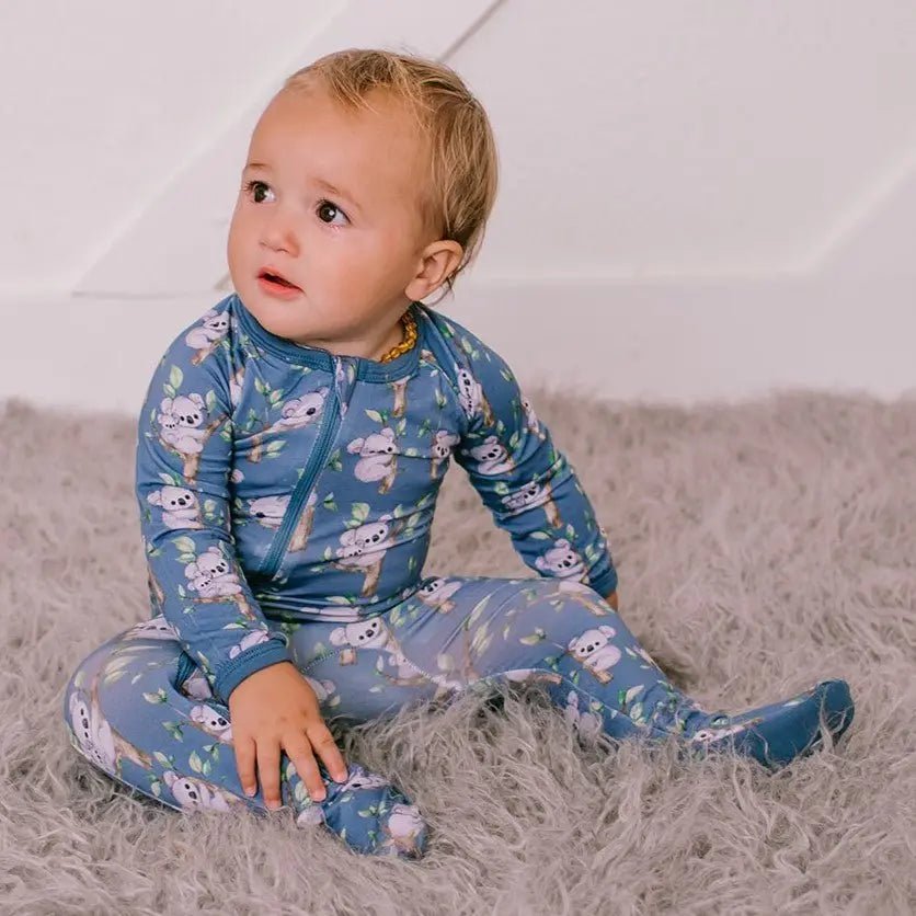 Bestaroo Bestaroo Kuddly Koalas Baby Footie With Fold Over Mittens Two Way Zipper - 