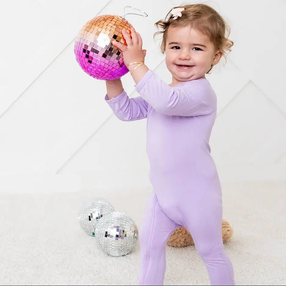 Bestaroo Bestaroo Lilac Bamboo Footie With Dual Zipper Fold Over Mittens - 
