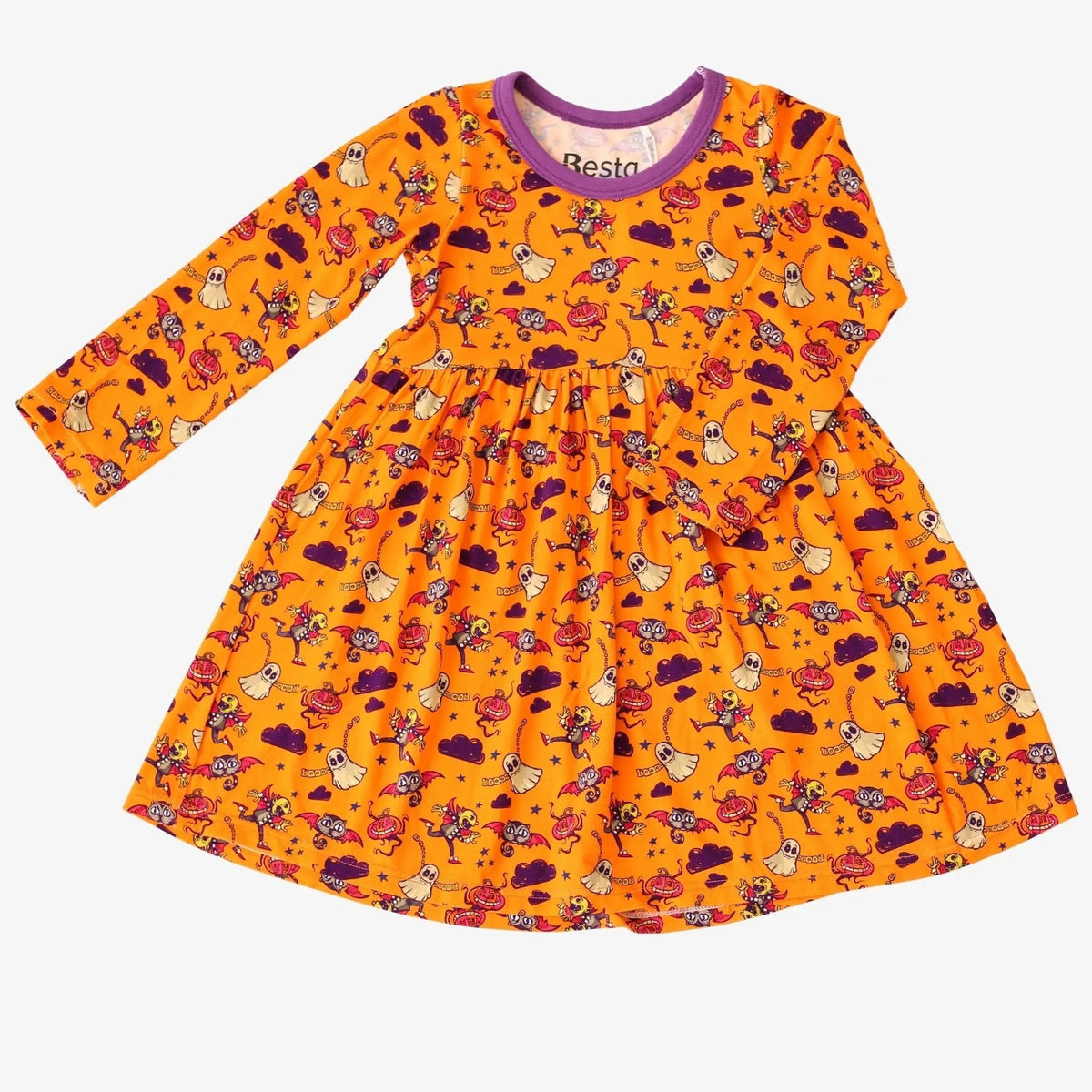 Bestaroo Bestaroo Orange Boo Crew Dress For Baby And Toddler In Bamboo Fabric - 