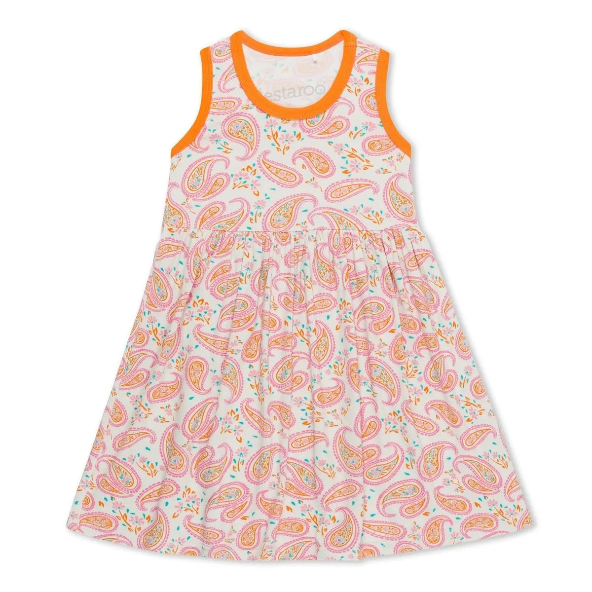Bestaroo Bestaroo Paisley Racerback Toddler Dress Soft Bamboo Fabric With Long Sleeves - 
