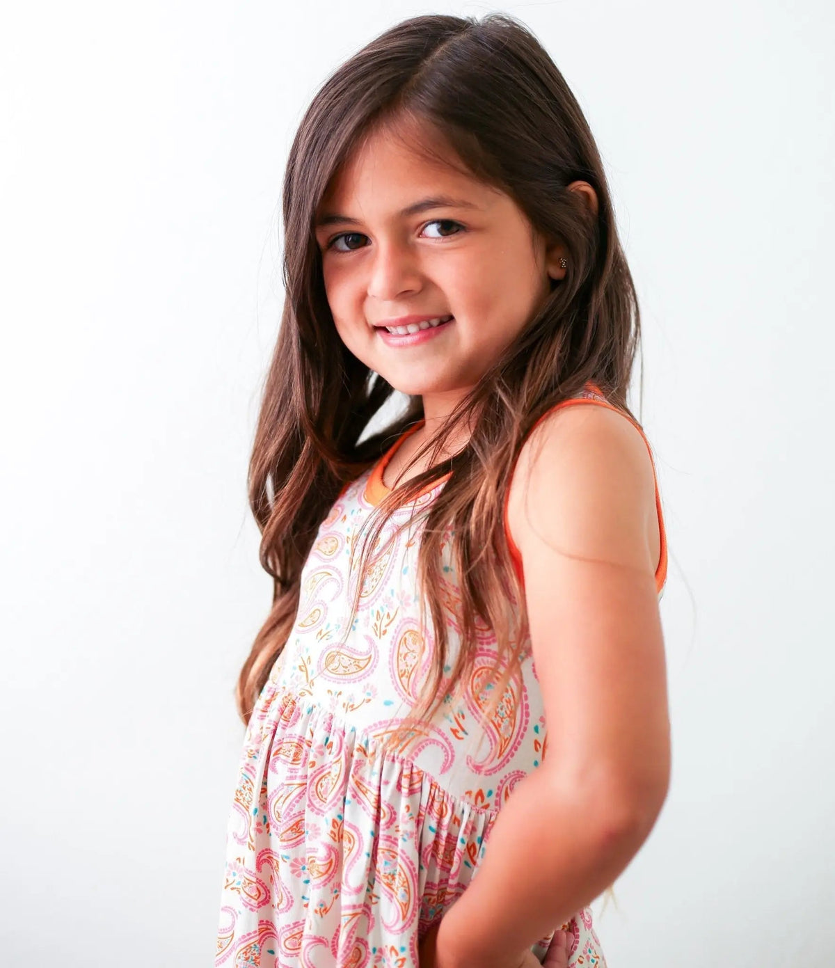 Bestaroo Bestaroo Paisley Racerback Toddler Dress Soft Bamboo Fabric With Long Sleeves - 