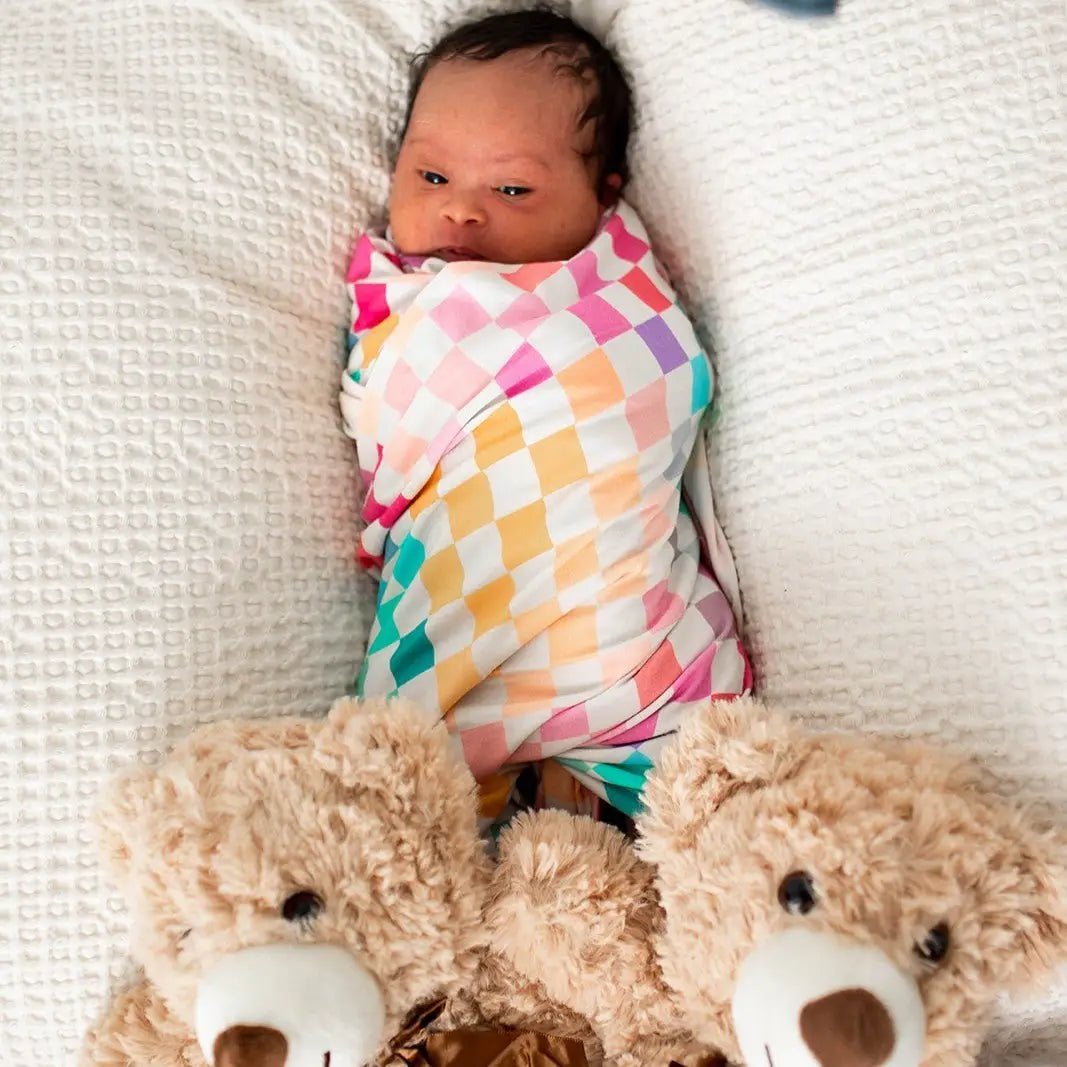 Bestaroo Bestaroo Pastel Checks Baby Swaddle Blanket 45 Inch Square - 