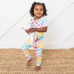 Bestaroo Bestaroo Pastel Checks Short Sleeve Kids Pajamas Bamboo Sleepwear - 