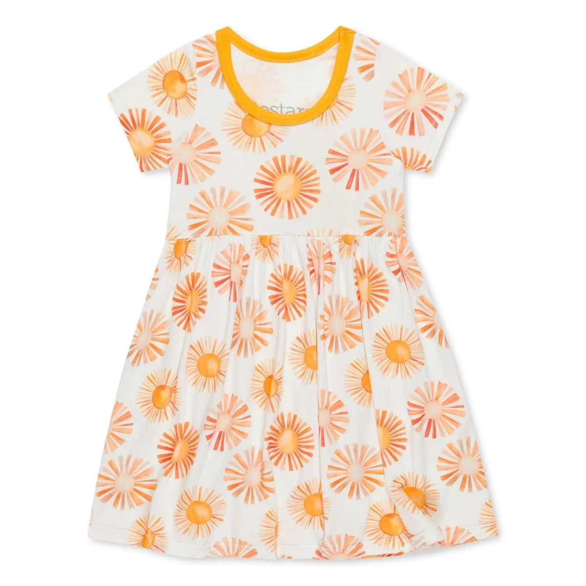 Bestaroo Bestaroo Sunshine Dress For Toddlers Short Sleeve With Bright Sunshine Print - 