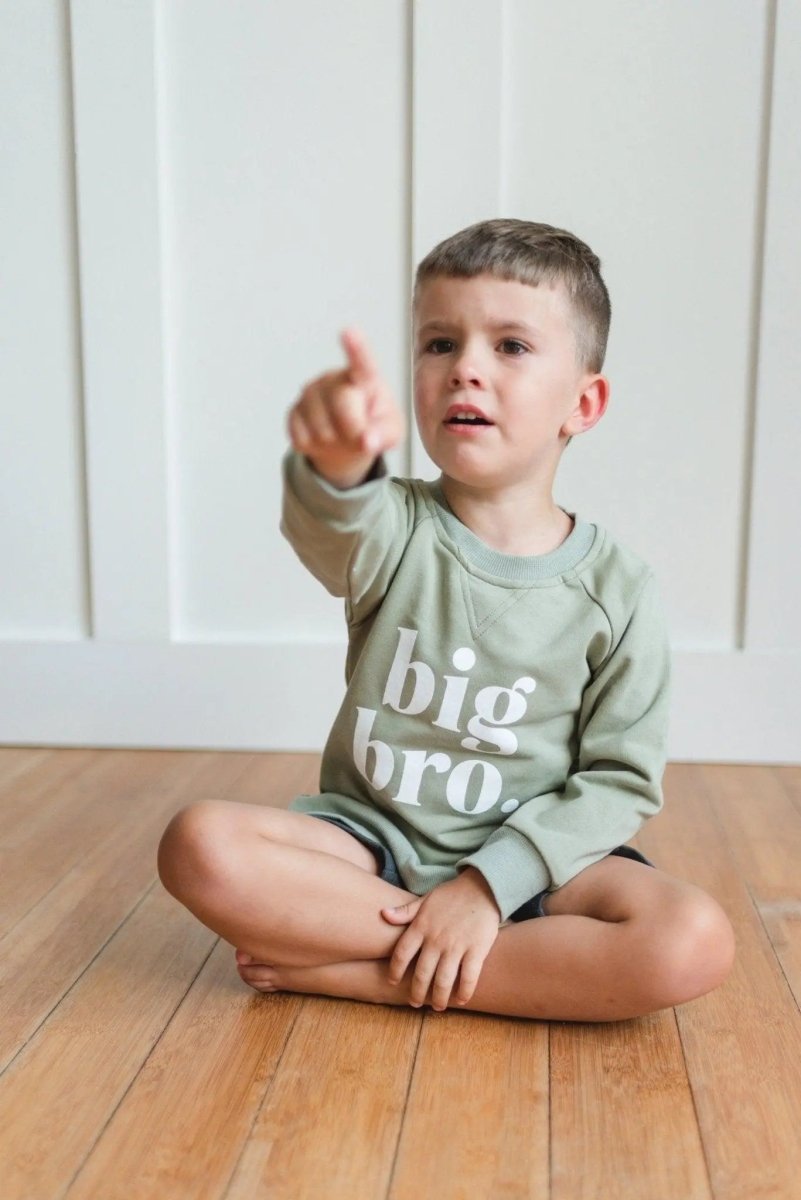 Little Joy Co. Big Bro Crewneck Sweatshirt For 6 9 12 Month Olds Today - Everetts Place Boutique - 