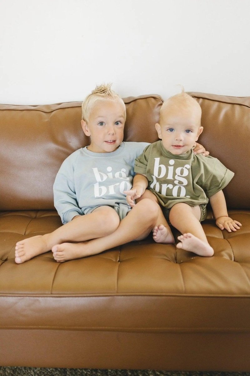 Little Joy Co. Big Bro Sweatshirt Romper Oversized Snaps at Crotch - Everetts Place Boutique - 
