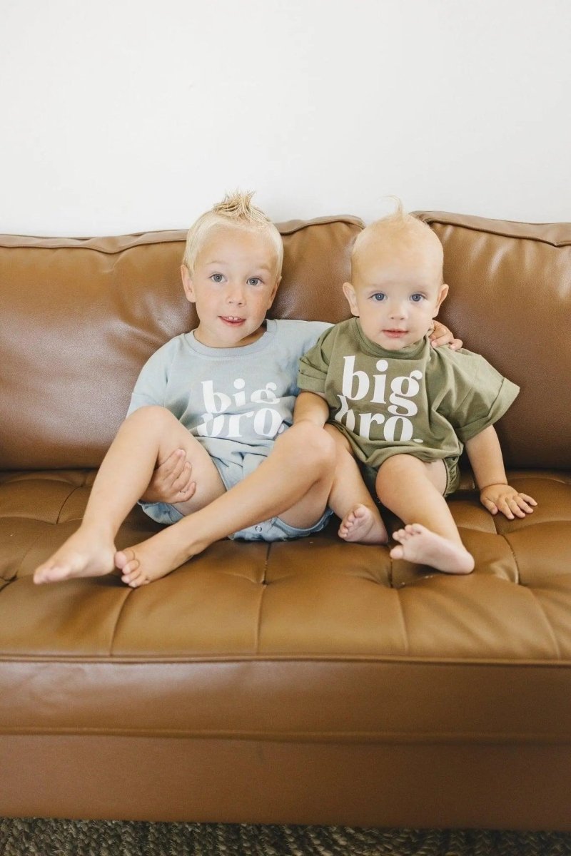 Little Joy Co. Big Bro Sweatshirt Romper Oversized Snaps at Crotch - Everetts Place Boutique - 