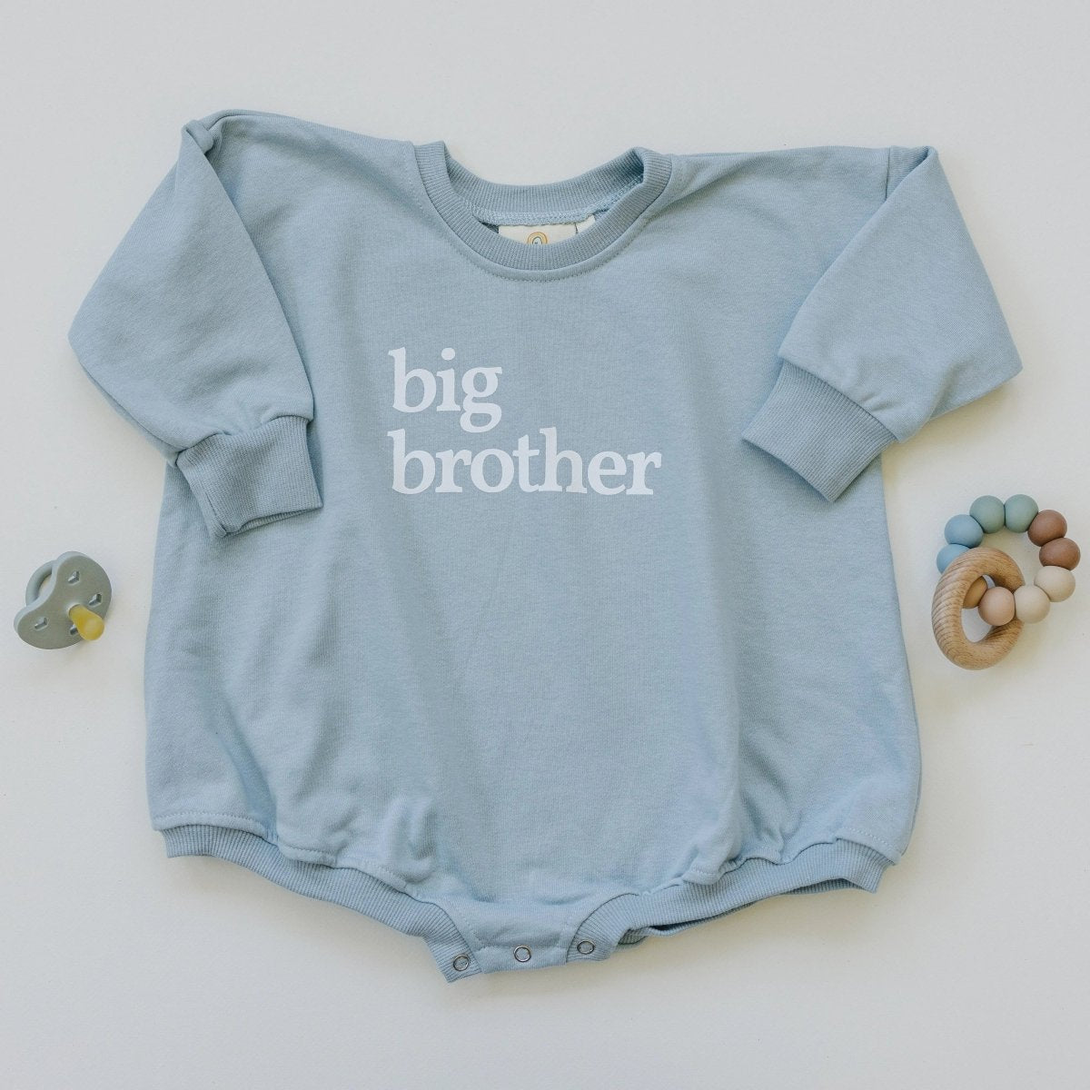 Little Joy Co. Big Brother Graphic Sweatshirt Romper Oversized With Snaps - Everetts Place Boutique - 