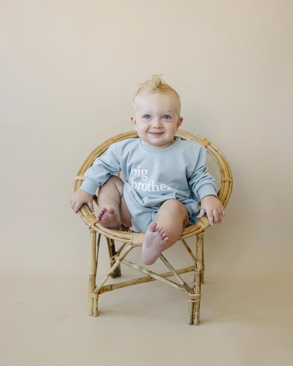 Little Joy Co. Big Brother Graphic Sweatshirt Romper Oversized With Snaps - Everetts Place Boutique - 