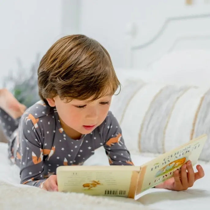 Big Kid Pajama Set Comfortable Long Sleeve Top and Long Pant with Cuffed Legs and Elastic Waistband Sweet Bamboo