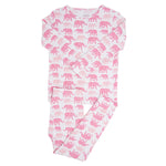 Sweet Bamboo Pink Elephant 2 Piece Pajama Set with Comfortable Cuffed Pants for Kids - Apparel & Accessories > Clothing > Baby & Toddler Clothing > Baby & Toddler Sleepwear Big Kid PJ