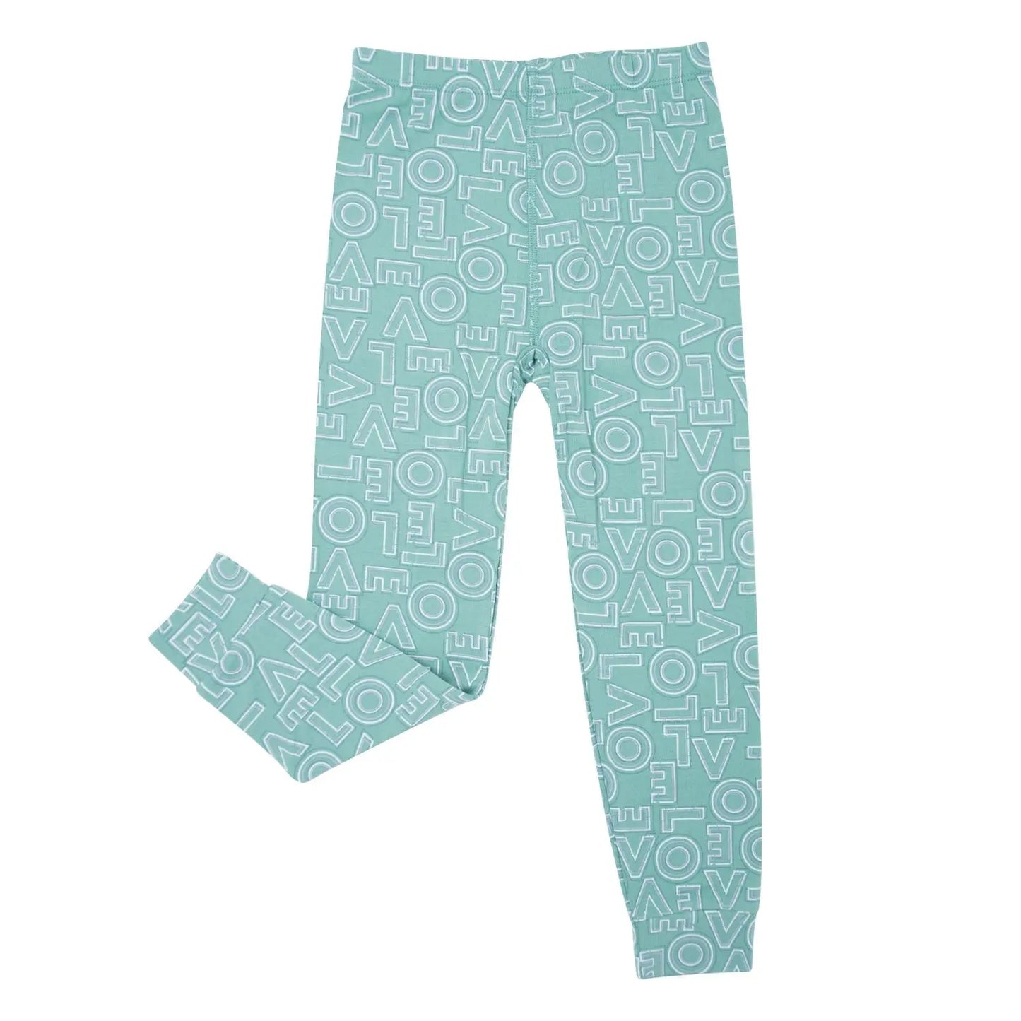 Big Kid Pajama Comfortable Long Sleeve Top and Pant Set Cuffed Legs and Arms Elastic Waistband Sweet Bamboo