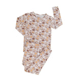 Big Kid Pajama Comfortable Long Sleeve Top Cuffed Legs Elastic Waistband Sweet Bamboo
