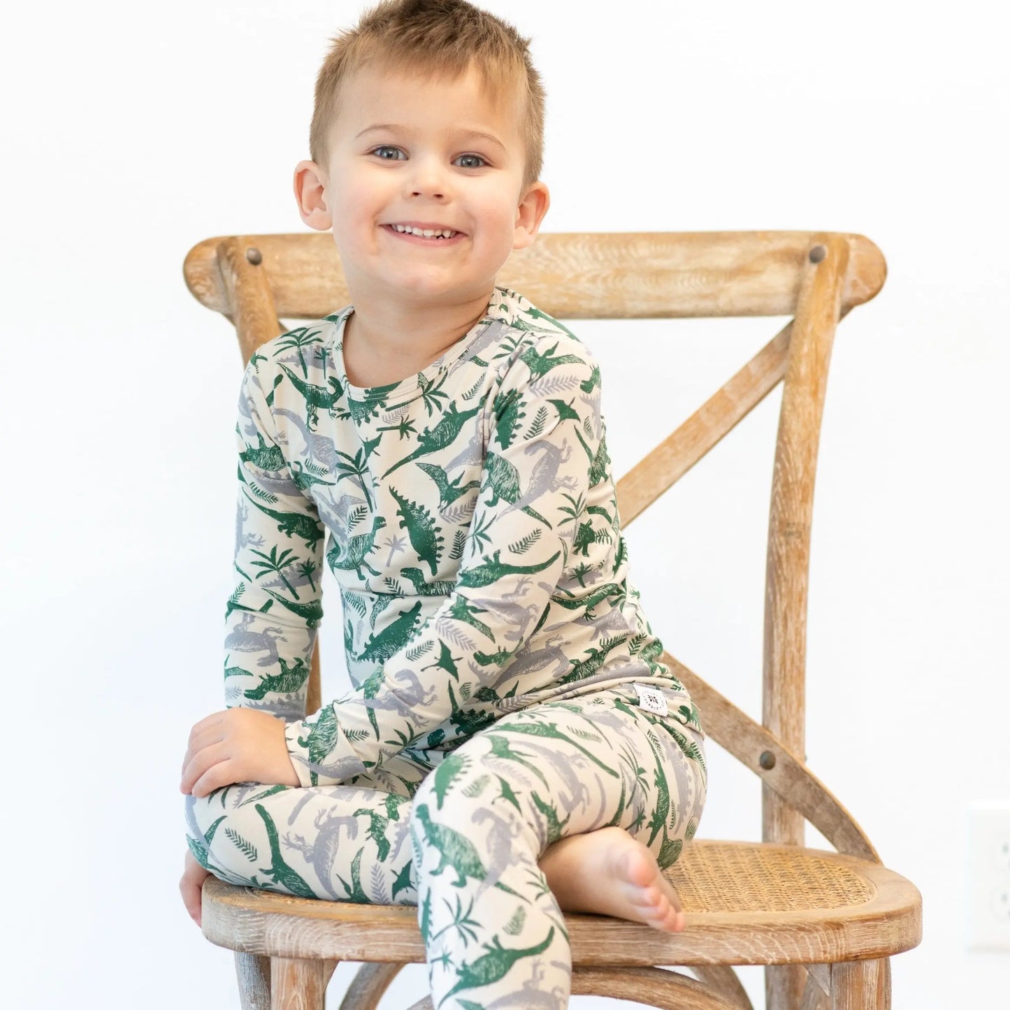 Big Kid Pajama Comfortable Long Sleeve Top and Pant Set Cuffed Legs Elastic Waistband Sweet Bamboo