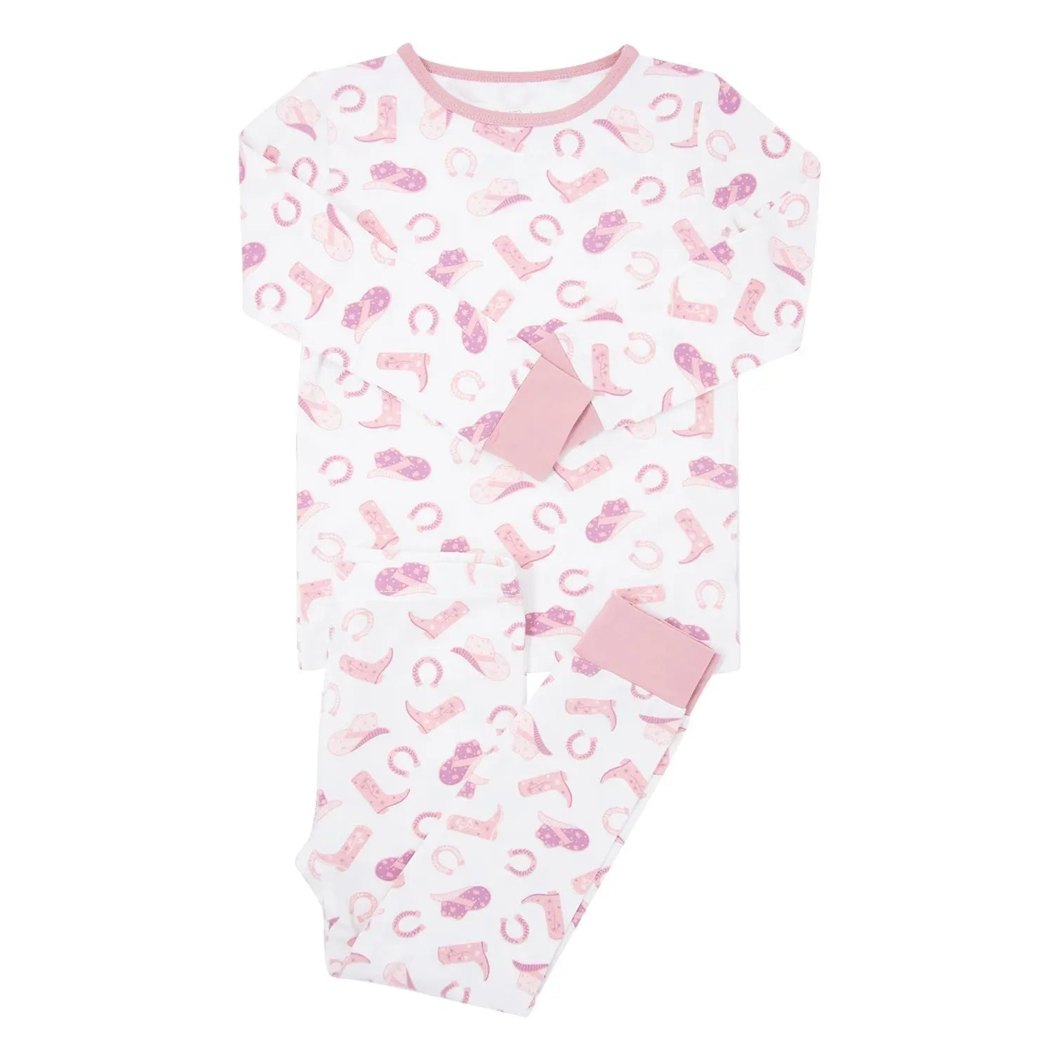 Big Kid Pajama Comfortable Long Sleeve Top and Long Pant Cuffed Legs and Arms Elastic Waistband Sweet Bamboo