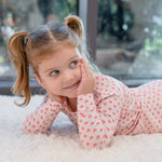 Sweet Bamboo Cozy Pink Hearts Kids Pajama Set with Long Sleeve Top for Sleepy Children - Apparel & Accessories > Clothing > Baby & Toddler Clothing > Baby & Toddler Sleepwear Big Kid PJ