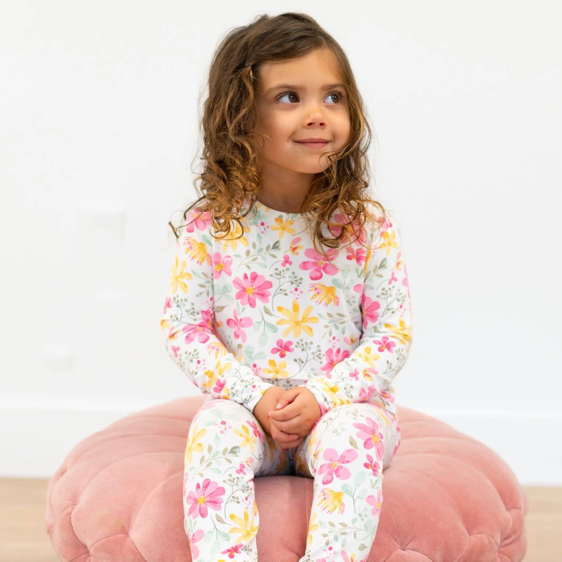 Big Kid Pajama Comfortable Long Sleeve Top and Long Pant Cuffed Legs and Arms Elastic Waistband Sweet Bamboo