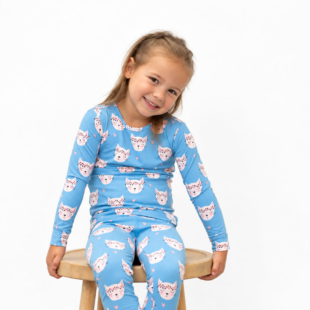 Pretty Pink Cat Big Kid Pajama by Sweet Bamboo