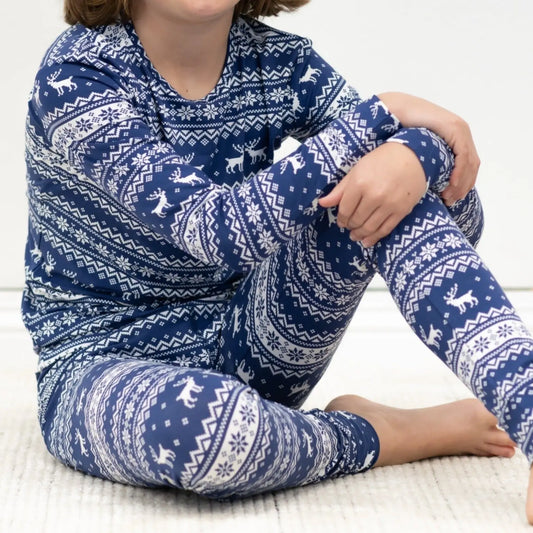 Big Kid Pajama Long Sleeve Top and Pant Set for Holidays and Sleepovers Sweet Bamboo