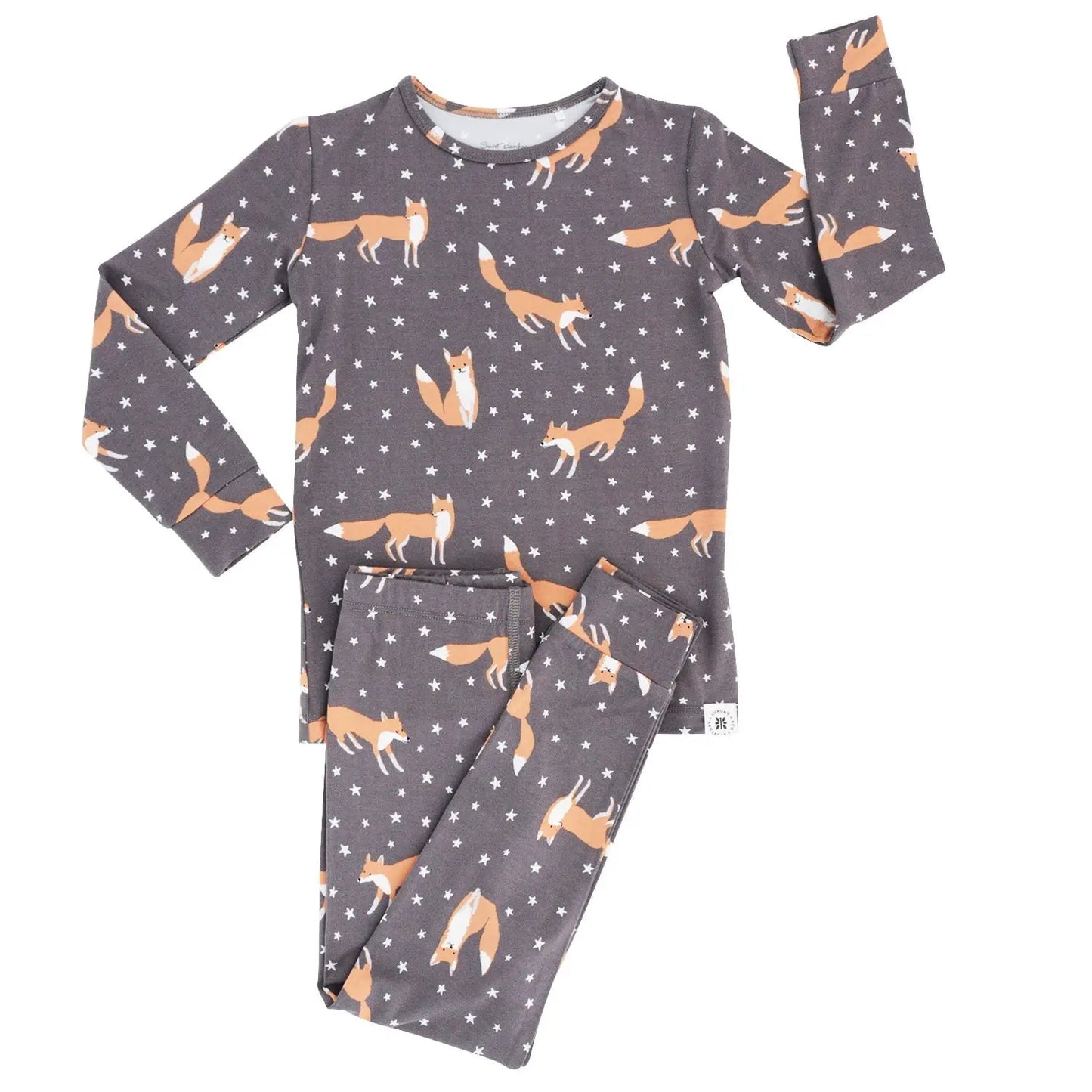Big Kid Pajama Set Comfortable Long Sleeve Top and Long Pant with Cuffed Legs and Elastic Waistband Sweet Bamboo