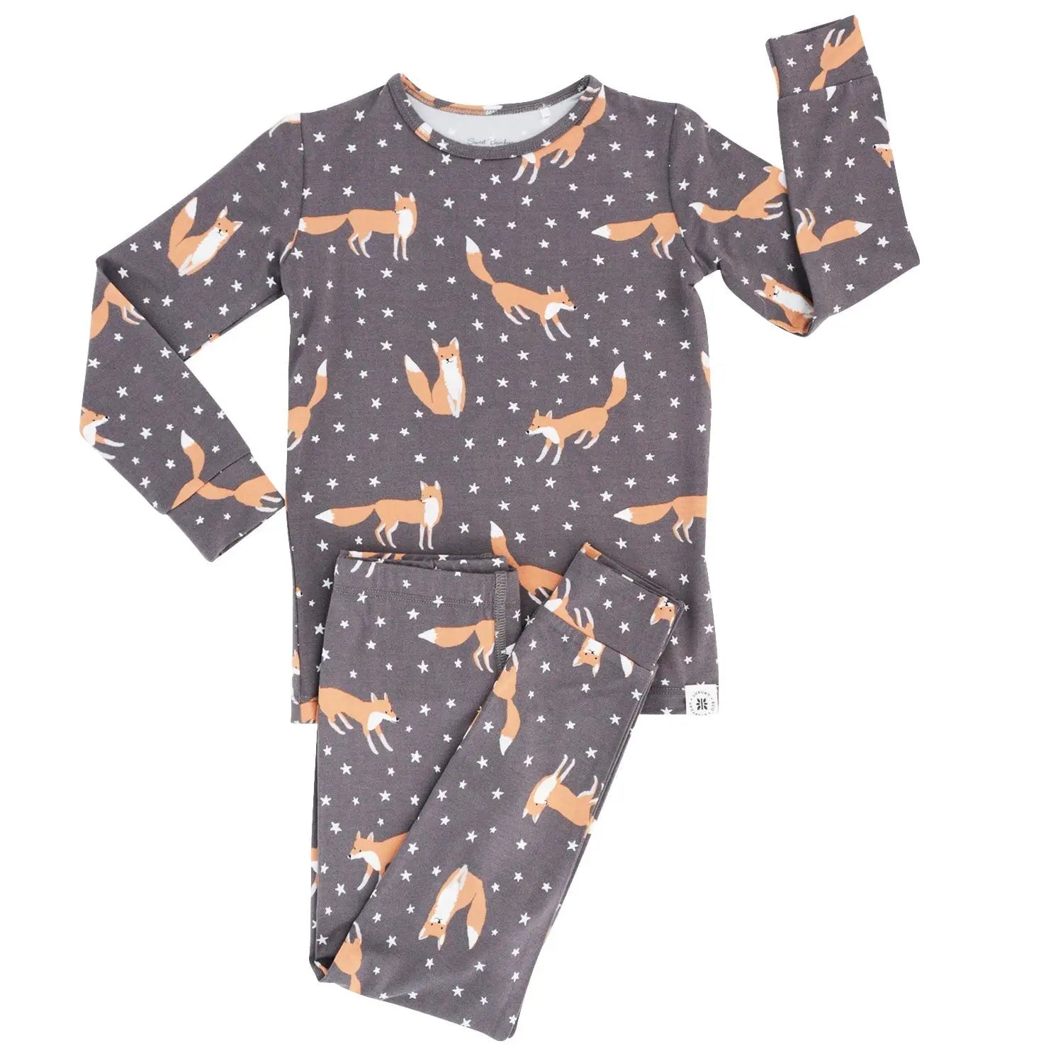 Big Kid Pajama Set Comfortable Long Sleeve Top and Long Pant with Cuffed Legs and Elastic Waistband Sweet Bamboo