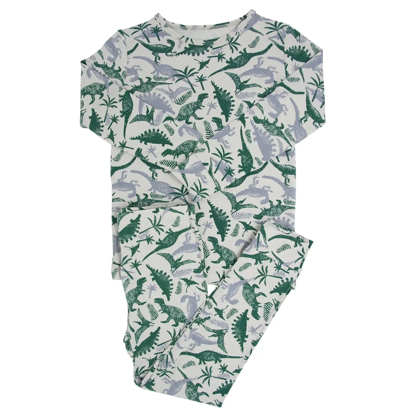 Big Kid Pajama Comfortable Long Sleeve Top and Pant Set Cuffed Legs Elastic Waistband Sweet Bamboo
