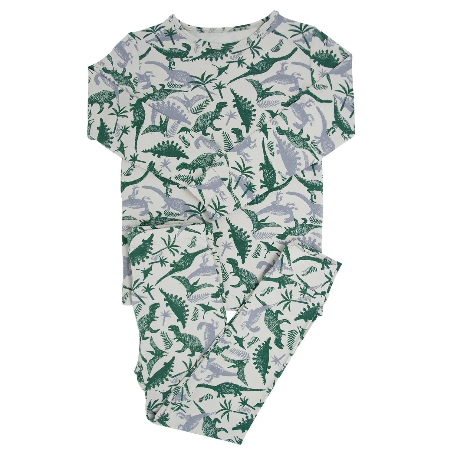 Big Kid Pajama Comfortable Long Sleeve Top and Pant Set Cuffed Legs Elastic Waistband Sweet Bamboo