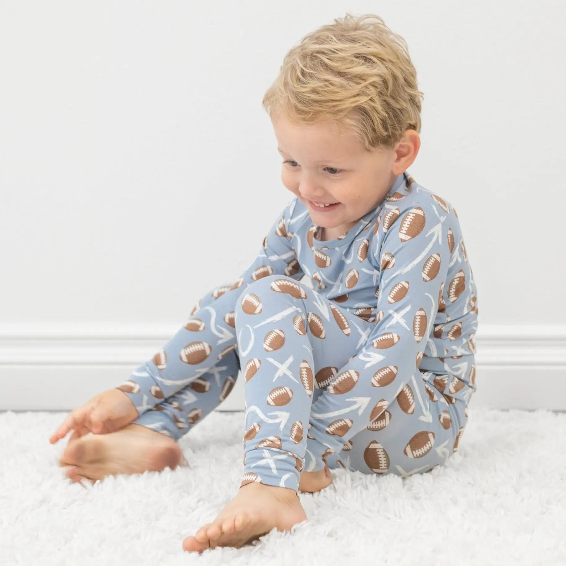 Big Kid Pajama Comfortable Long Sleeve Top and Pant Set Cuffed Legs Elastic Waistband Sweet Bamboo