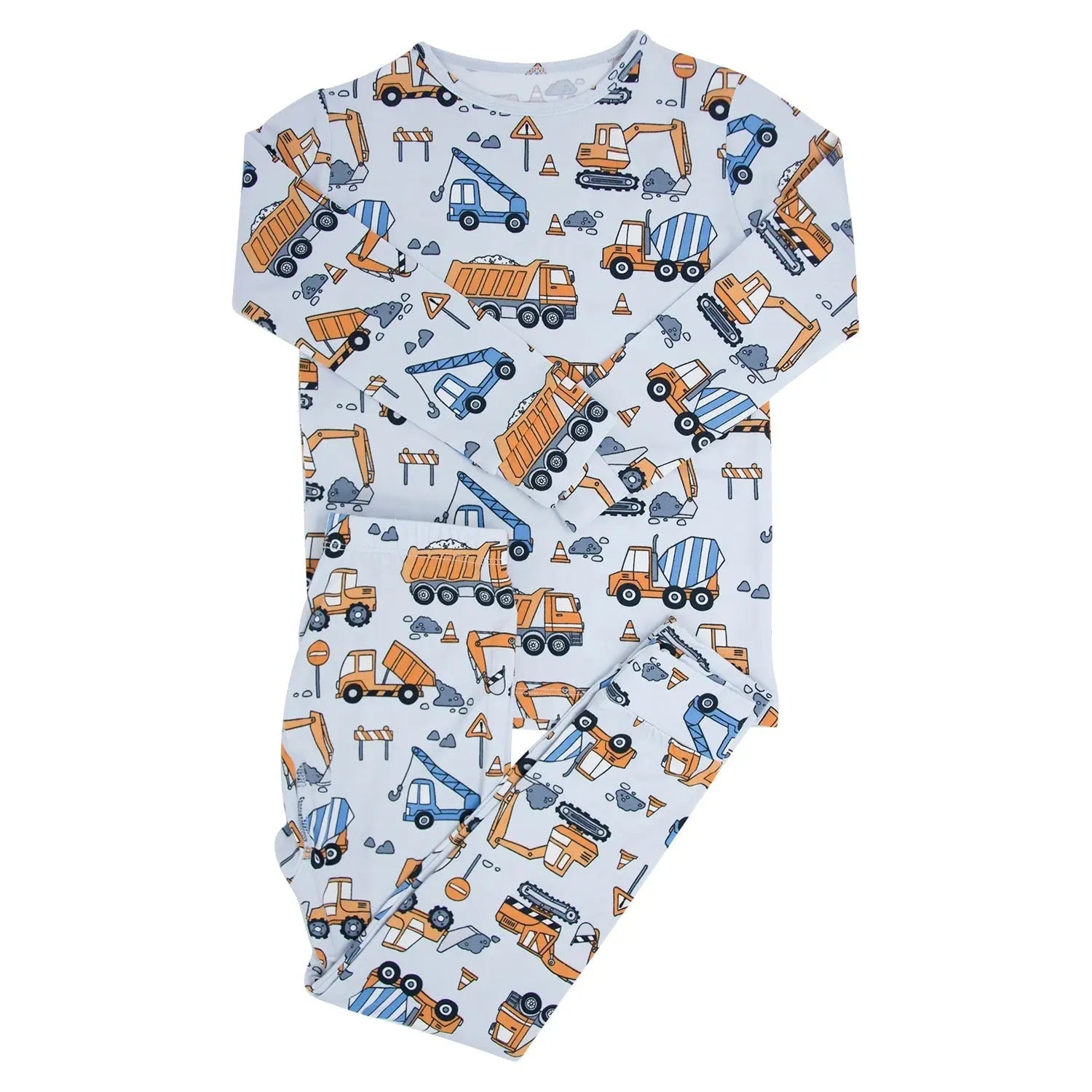 Big Kid Pajama Comfortable Long Sleeve Top and Pant Set Cuffed Legs Elastic Waistband Sweet Bamboo