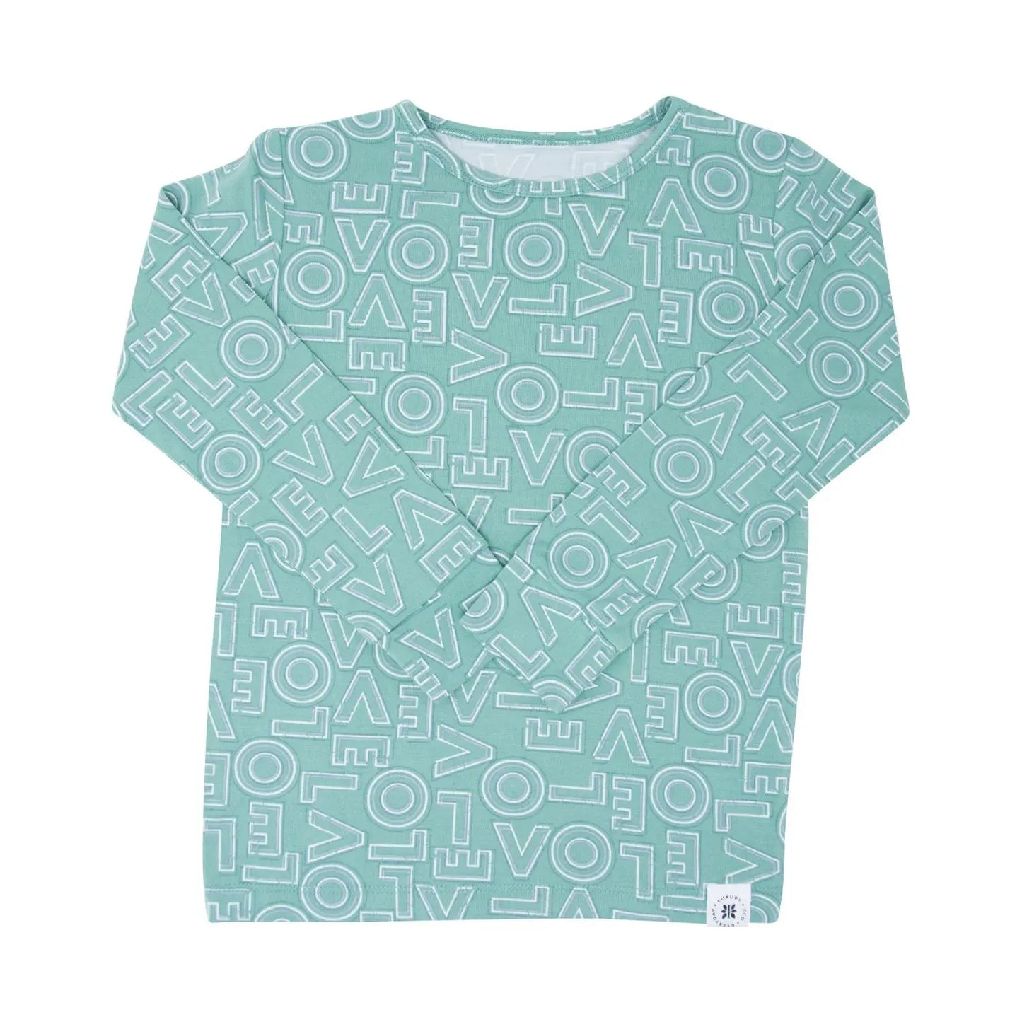 Big Kid Pajama Comfortable Long Sleeve Top and Pant Set Cuffed Legs and Arms Elastic Waistband Sweet Bamboo