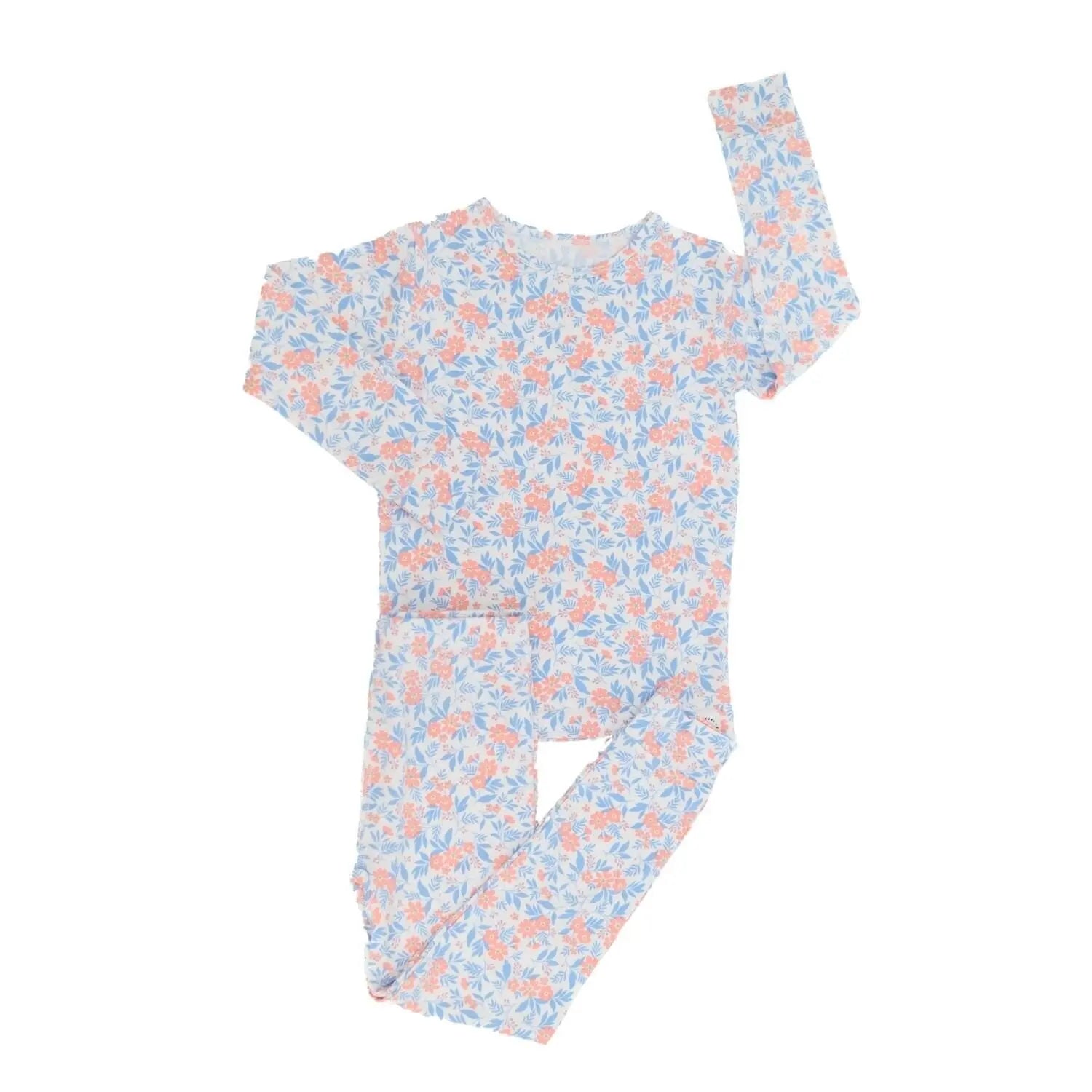 Big Kid Pajama Comfortable Long Sleeve Top and Long Pant with Cuffed Legs and Elastic Waistband Sweet Bamboo