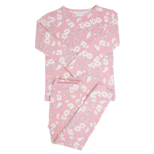 Big Kid Pajama Comfortable Long Sleeve Top and Pant Set Cuffed Legs and Arms Elastic Waistband Perfect for Bedtime Sweet Bamboo