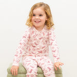 Sweet Bamboo Cozy Pink Western Boots Pajama Set with Long Sleeve Top for Kids - Apparel & Accessories > Clothing > Baby & Toddler Clothing > Baby & Toddler Sleepwear Big Kid PJ