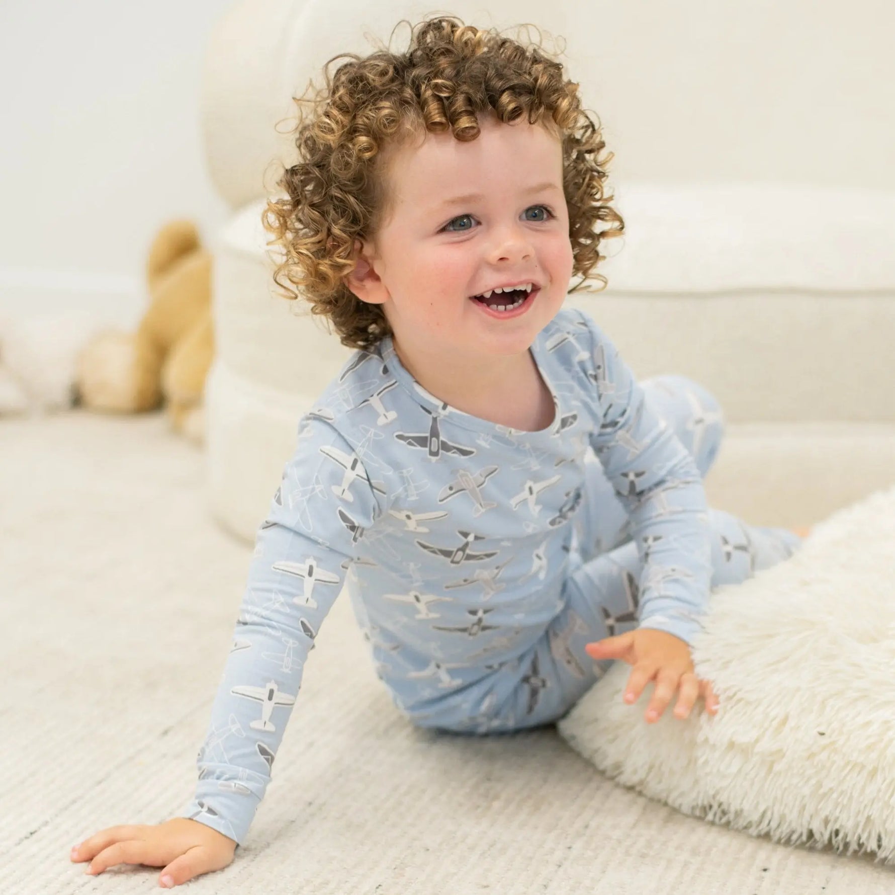 Sweet Bamboo Vintage Airplanes Pajama Set with Cozy Fabric for Kids Bedtime - Apparel & Accessories > Clothing > Baby & Toddler Clothing > Baby & Toddler Sleepwear Big Kid PJ