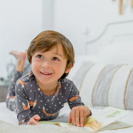 Big Kid Pajama Set Comfortable Long Sleeve Top and Long Pant with Cuffed Legs and Elastic Waistband Sweet Bamboo